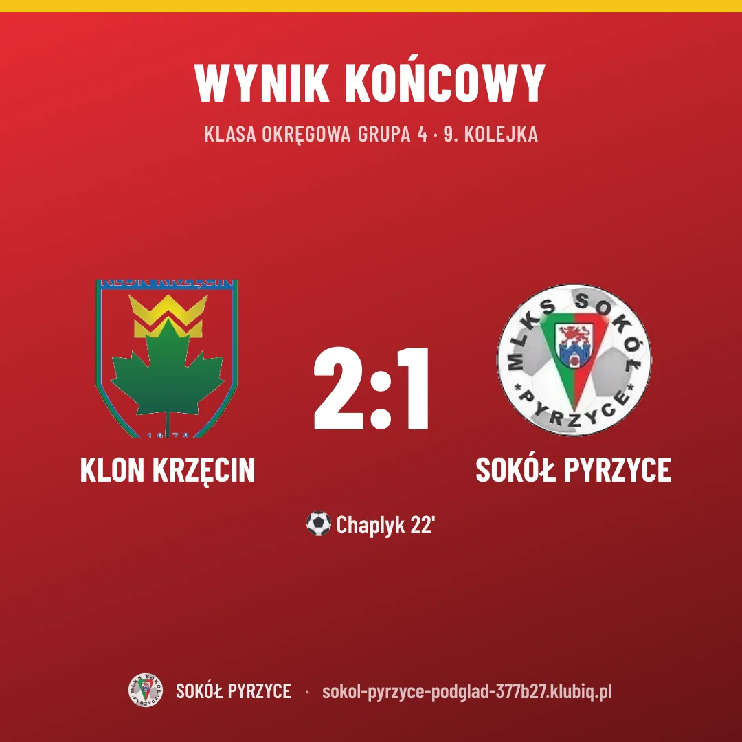 KLON Krzęcin 2:1 Sokół Pyrzyce