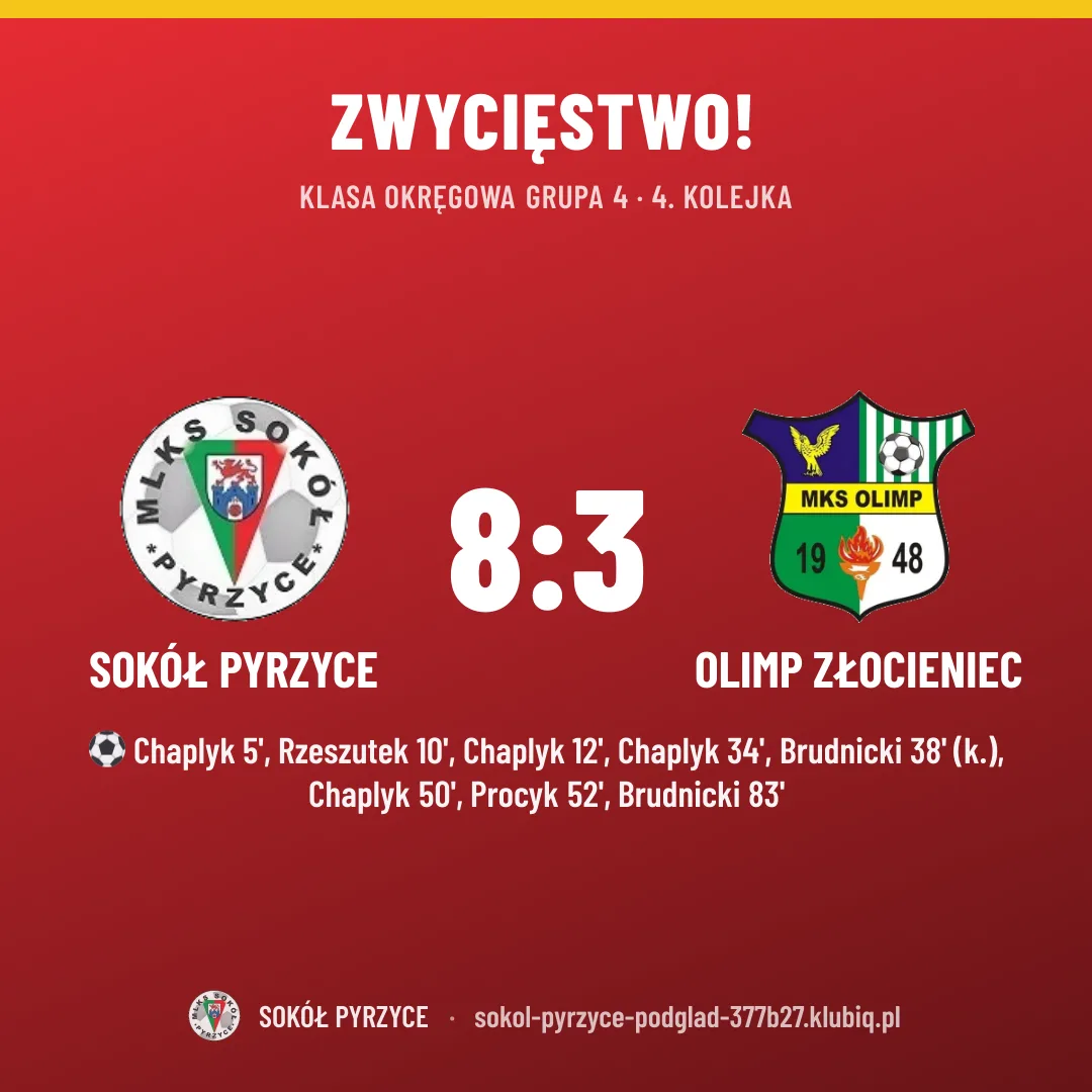 Sokół Pyrzyce 8:3 Olimp Złocieniec