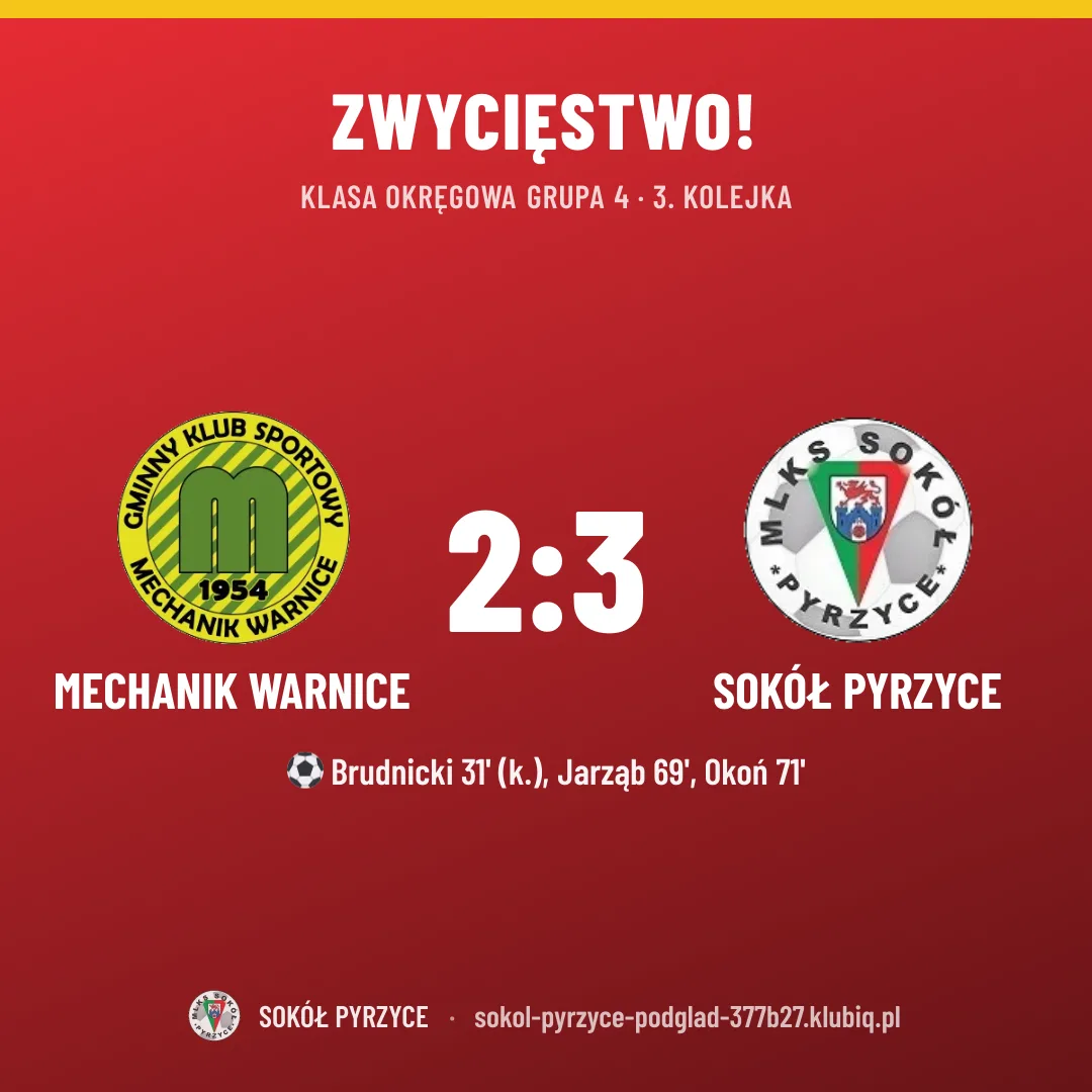 MECHANIK Warnice 2:3 Sokół Pyrzyce