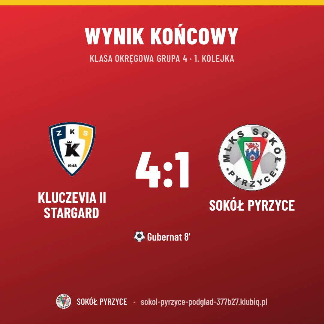 Kluczevia II Stargard 4:1 Sokół Pyrzyce